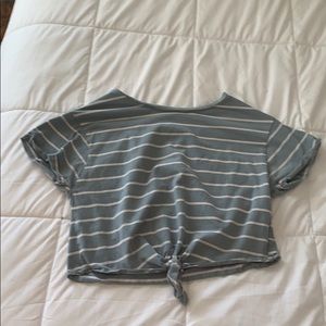 Blue striped crop top